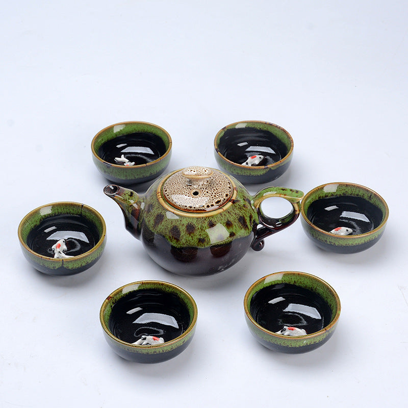 Household Plus Fish Kiln Into Teacup Set