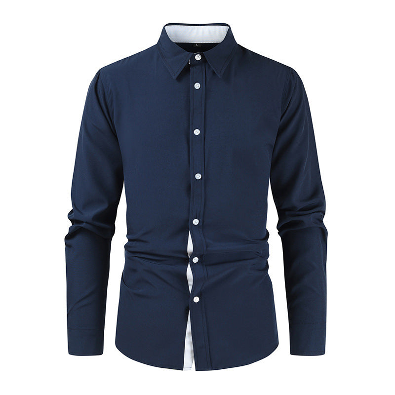 Long Sleeve Placket Fashion Contrast Casual Shirt