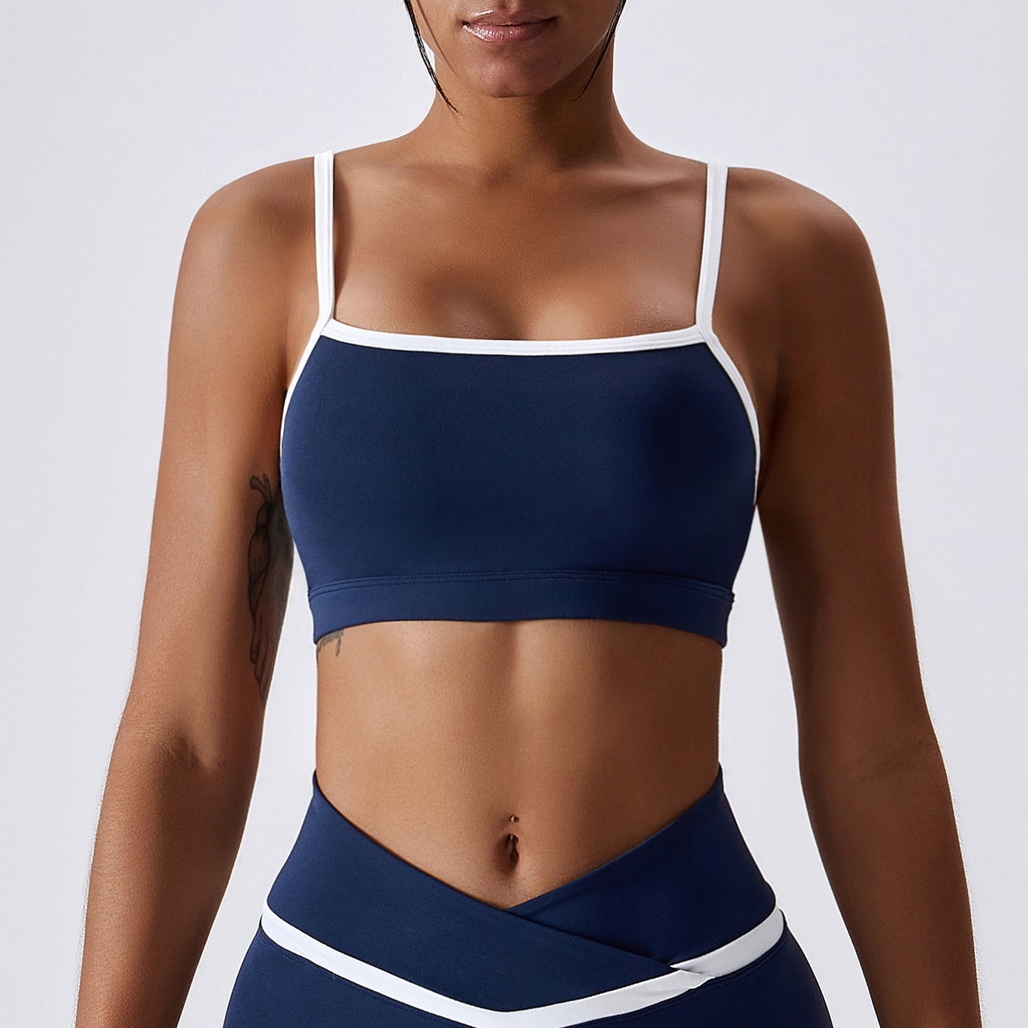 Color-blocking Nude Yoga Bra Tight-fitting Sports Top For Women