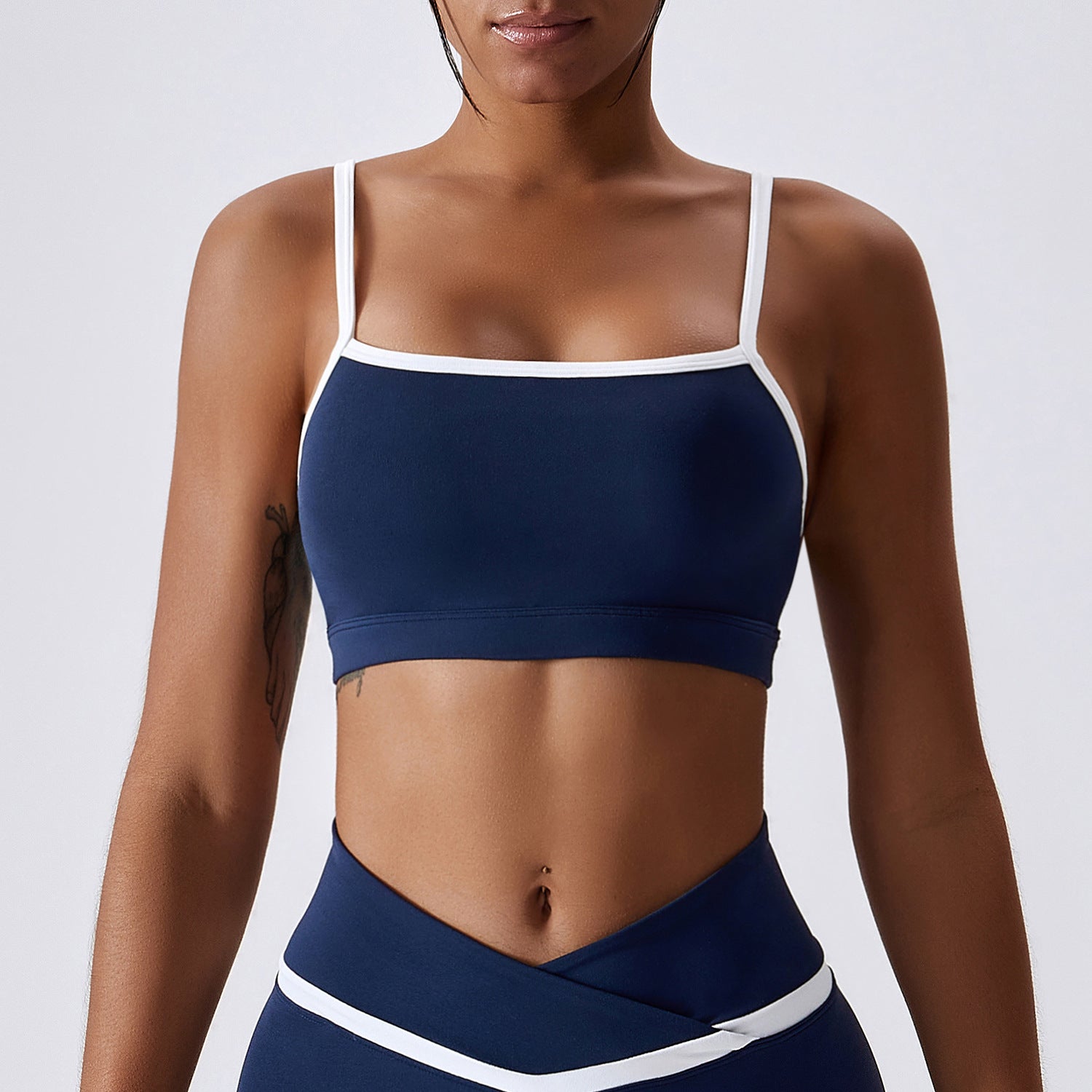 Color-blocking Nude Yoga Bra Tight-fitting Sports Top For Women