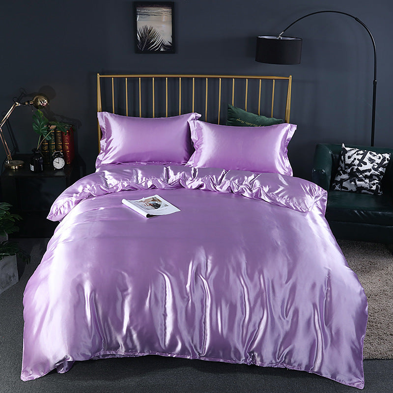 Summer Simple Pure Color Ice Silk Bed Linen Quilt Cover Bedding