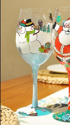 Hand-painted Crystal Wine Glasses Goblets For A Christmas