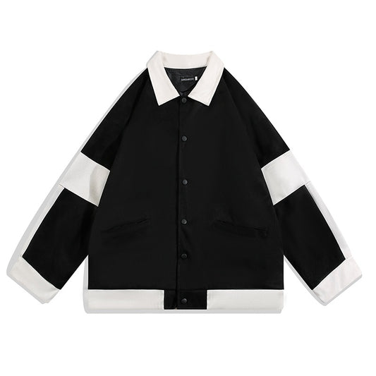 Casual Contrast Color Stitching Simple Jacket Trendy Boys