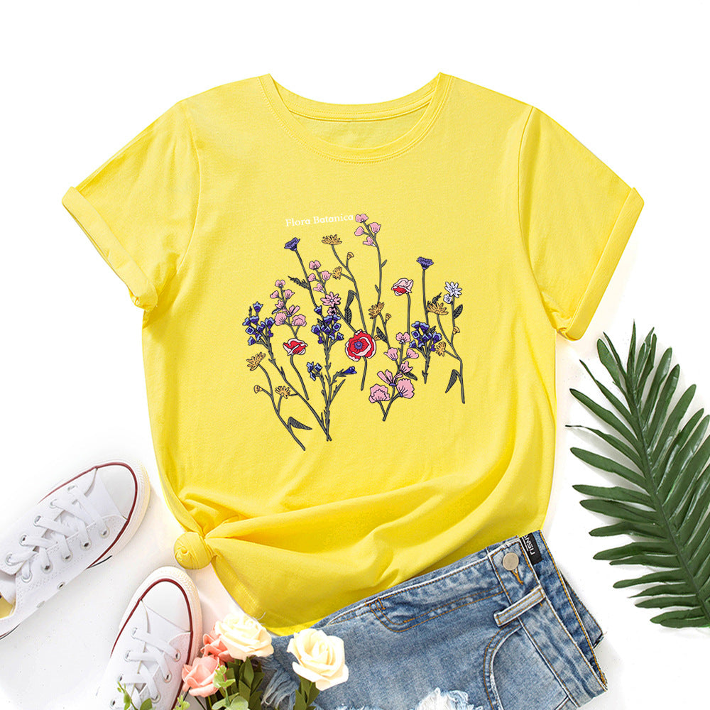 Women's Loose Round Neck Short Sleeve T-shirt Women