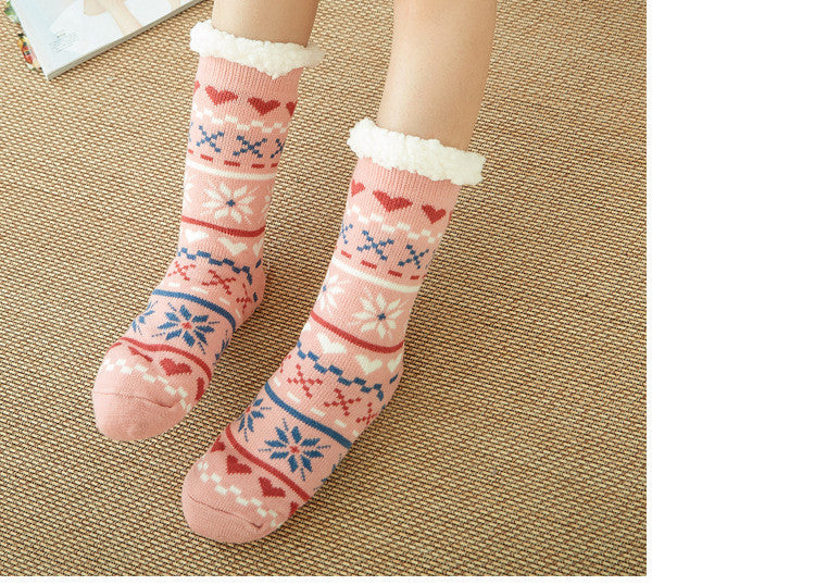 Casual Plus Velvet Mid-tube Ladies Snow Slippers Carpet Socks