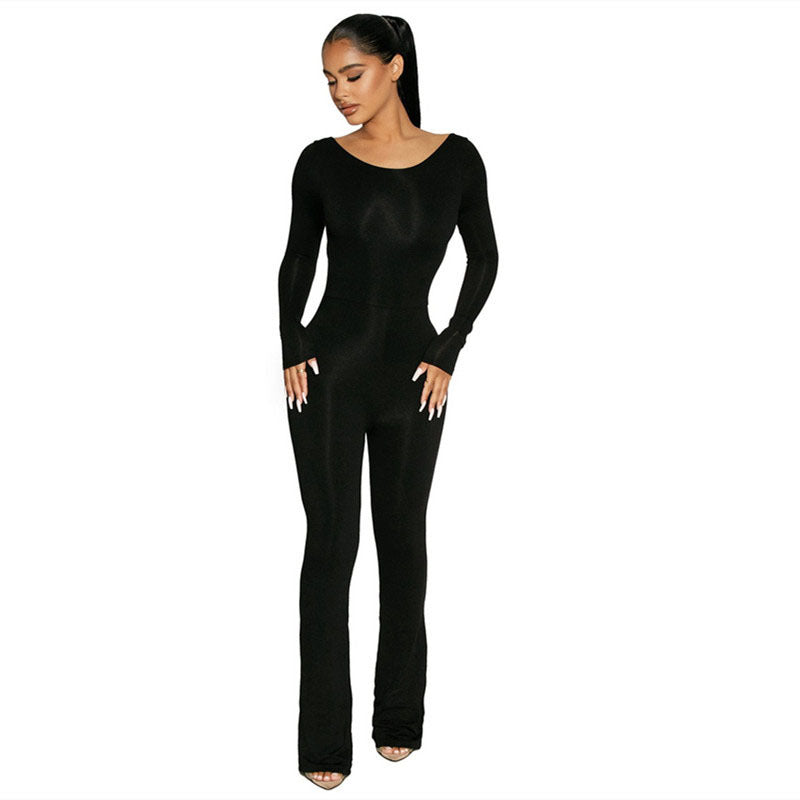 Stretch Back Autumn And Winter Women's Long-sleeved Jumpsuit