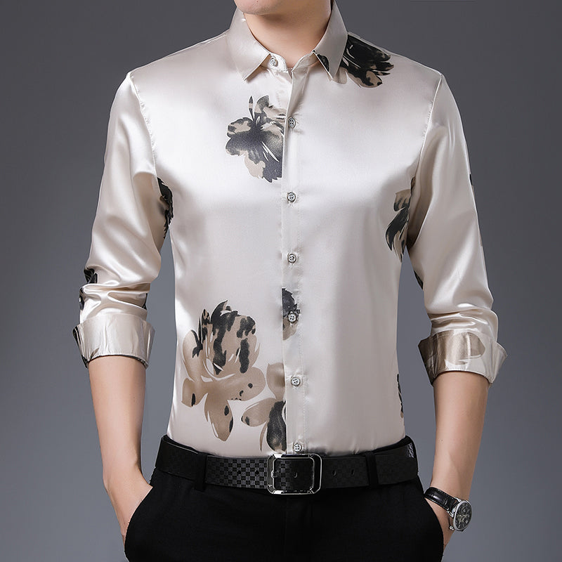 Youth business wear casual printed shirt