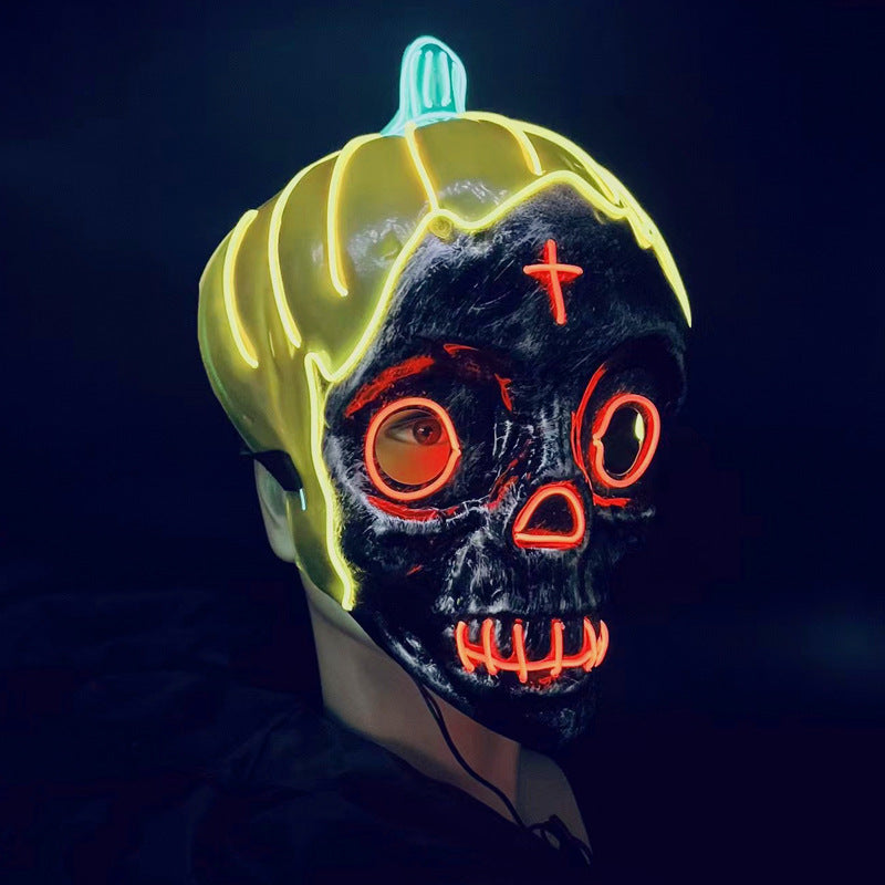 Halloween Horror Mask LED Glowing Pumpkin Skull