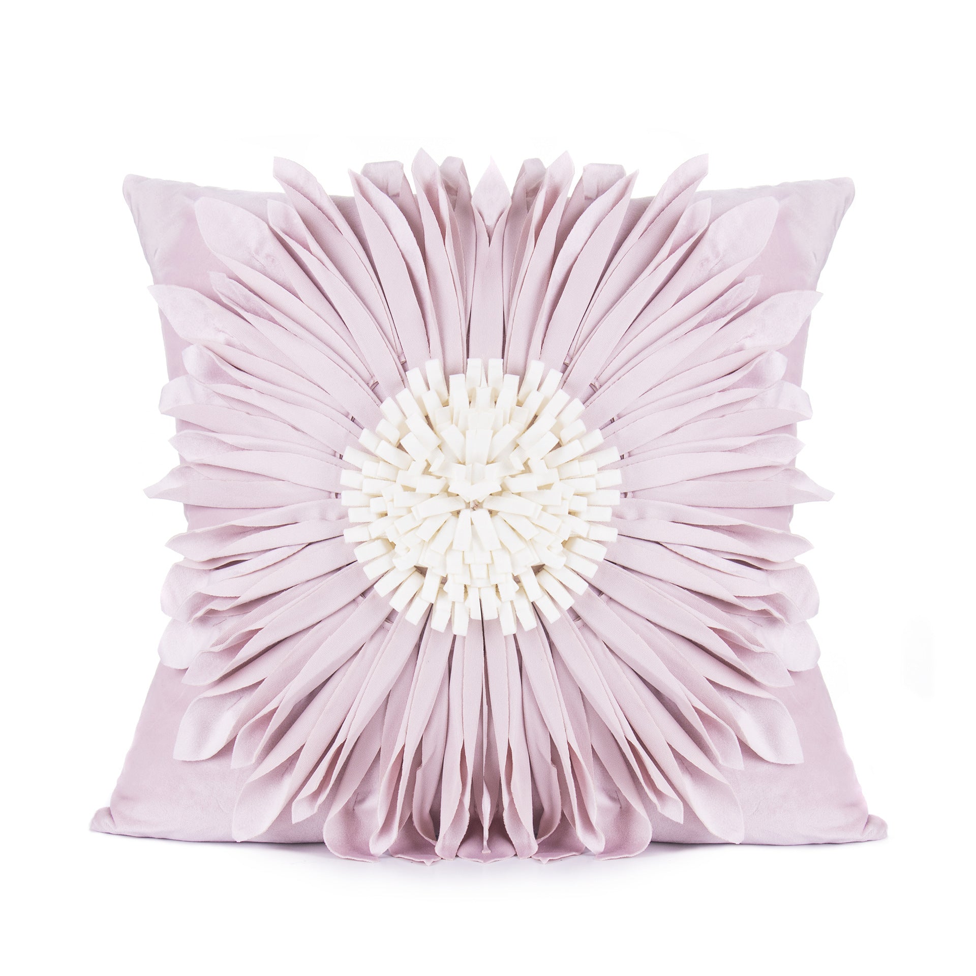 Fashion Modern Style White Throw Pillows Velvet Stitching 3D Chrysanthemum Cushion Waist Pillow Blue Cushion Case