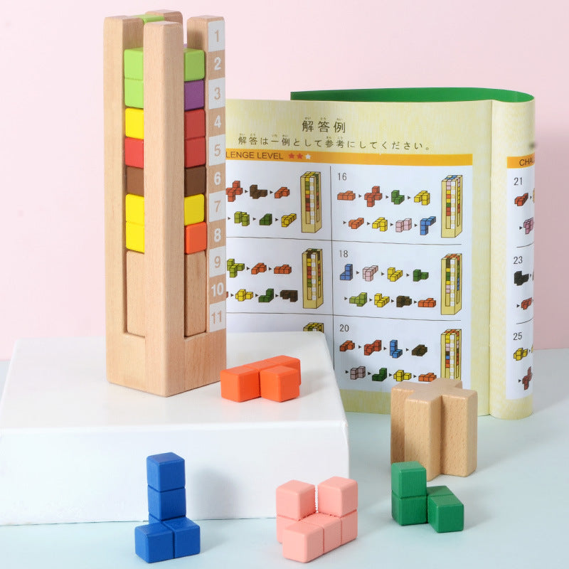 Wooden Magnetic Tetris Blocks Kids Toys Russian 3D Puzzle