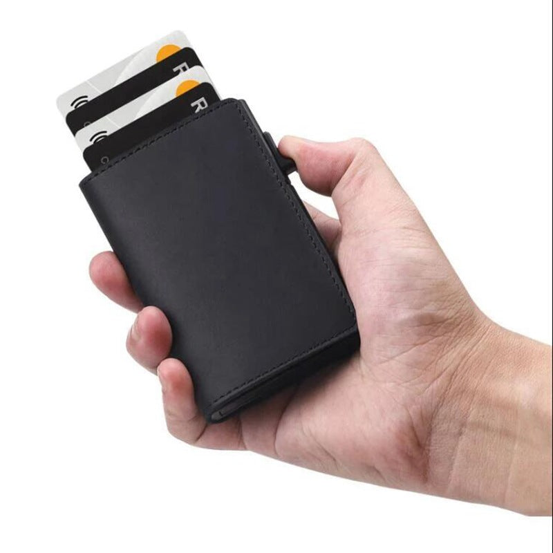 Automatic Pop-up Credit Card Case Vintage Style Leather Wallet