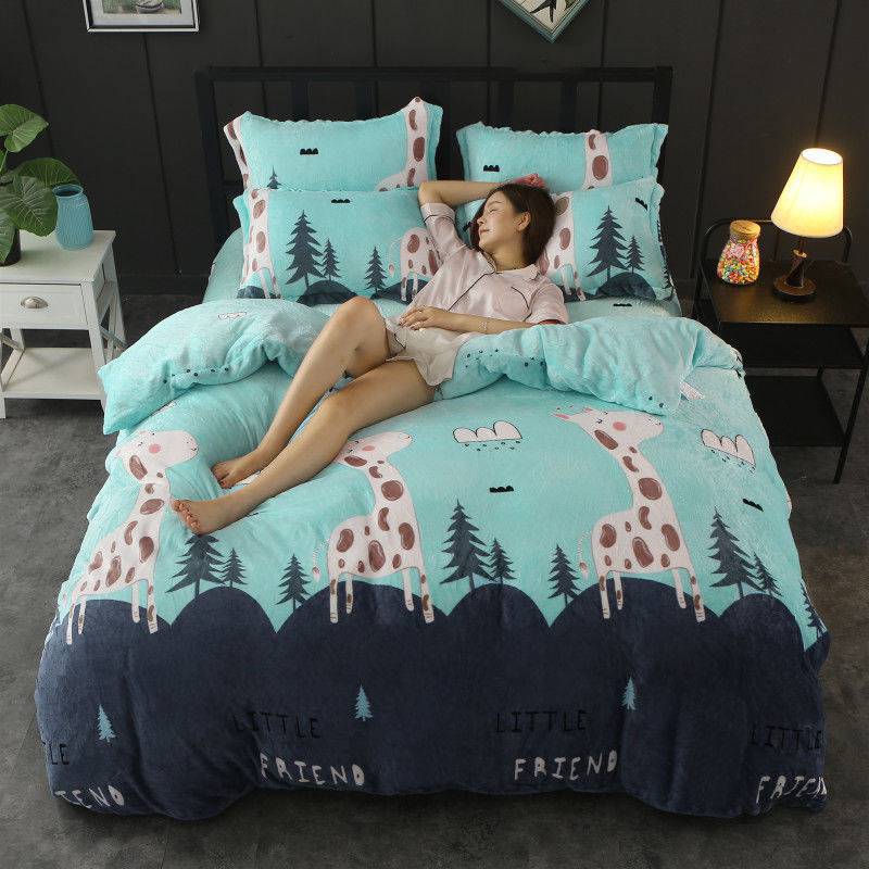 Winter Double-sided Fleece Thickened Warm Coral Quilt Cover Single Piece