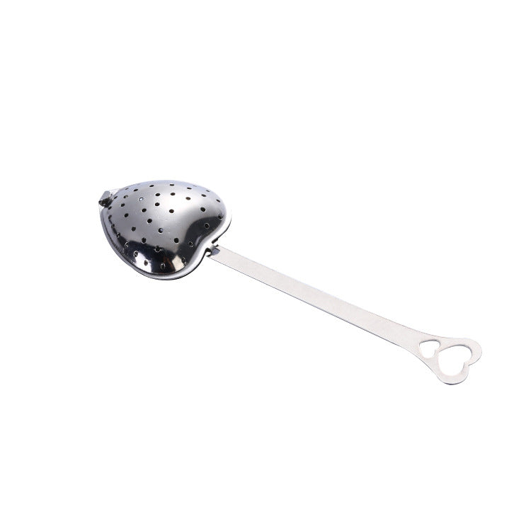 Stainless Steel Tea Filter With Chain Metal Herb Spice Strainer Spoon Heart Shaped Tea Infuser Seasoning Ball Teaware