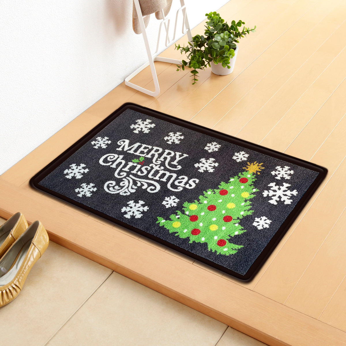 Cartoon Christmas Letters Entering The Door Carpet Floor Mat