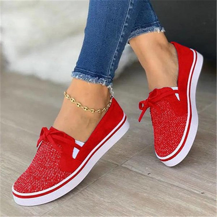 Lace-up Canvas Flat Shoes Women White Flats Sneakers