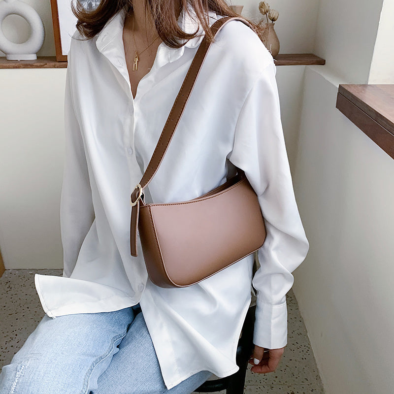 LEFTSIDE Cute Solid Color Small PU Leather Shoulder Bags For Women 2022 Hit Simple Handbags And Purses Female Travel Totes