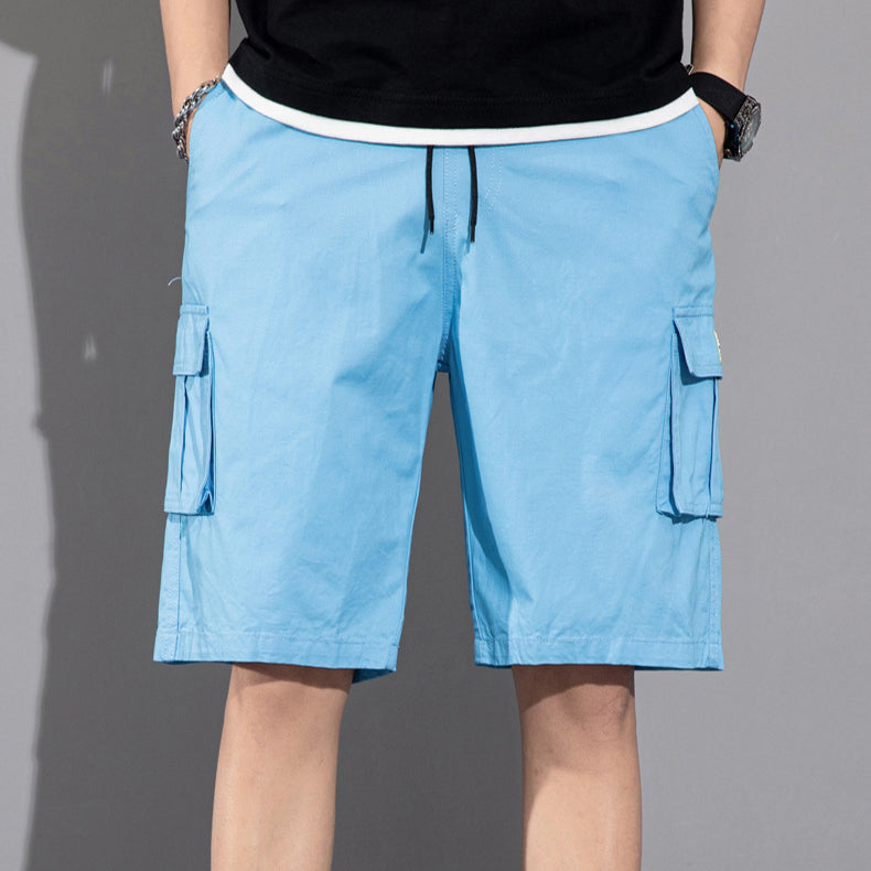 Casual Drawstring Cargo Shorts With Multi Pocket Summer Outdoor Men's Beach Pants