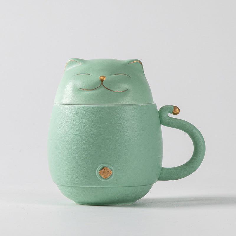 Lucky Cat Portable Tea Set For Business Trip Single Travel Mug