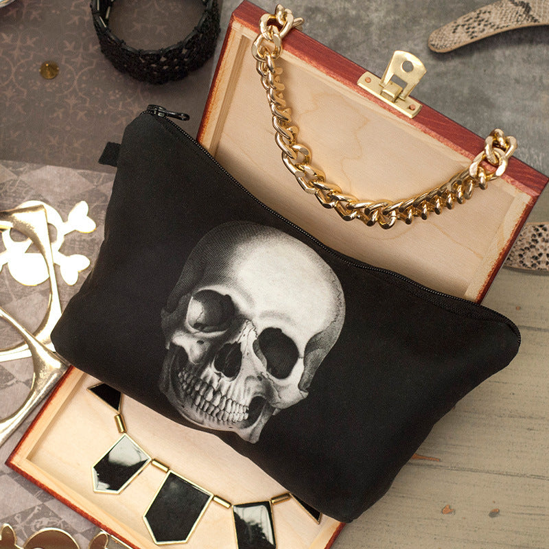 Polyester Cosmetic Bag Ins Europe And The United States 3D Digital Printing Skull Hand Wash Bag Female