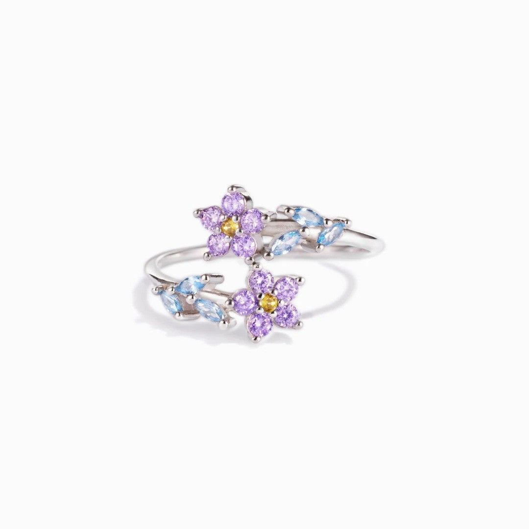 Purple Flower Ring Spring Summer Fashion Jewelry Accessories