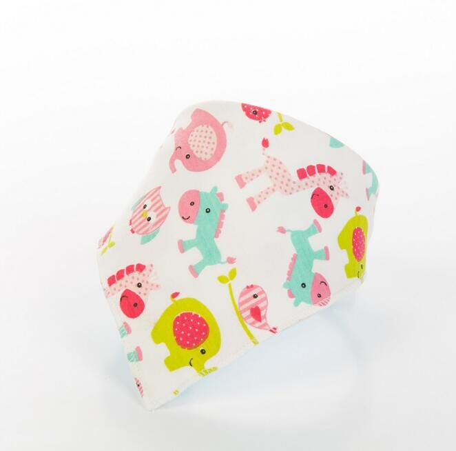 Children's Triangle Towel Baby Bib Saliva Towel Double-layer Cartoon Printing Double-sided Snap