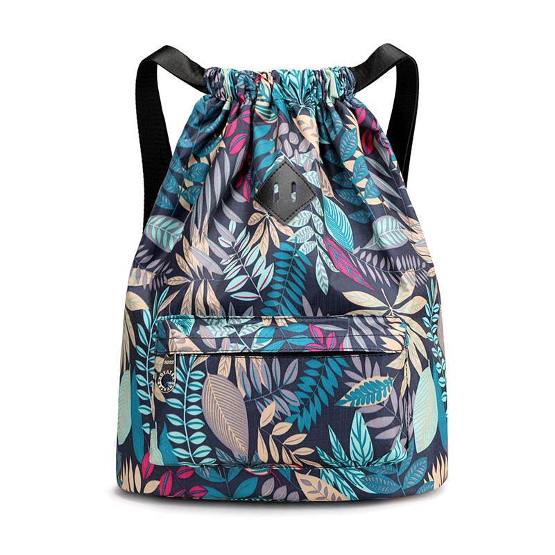 Travel Drawstring Ladies Print Backpack Large Capacity Oxford Cloth