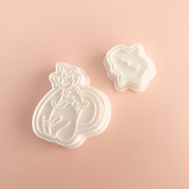 Kitten Bear Puppy Holding Flower Animal & Floral Cookie Mould