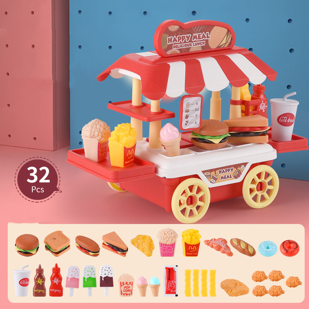 Children's Simulation Kitchen Dessert Burger BBQ Fast Food Truck Food Set