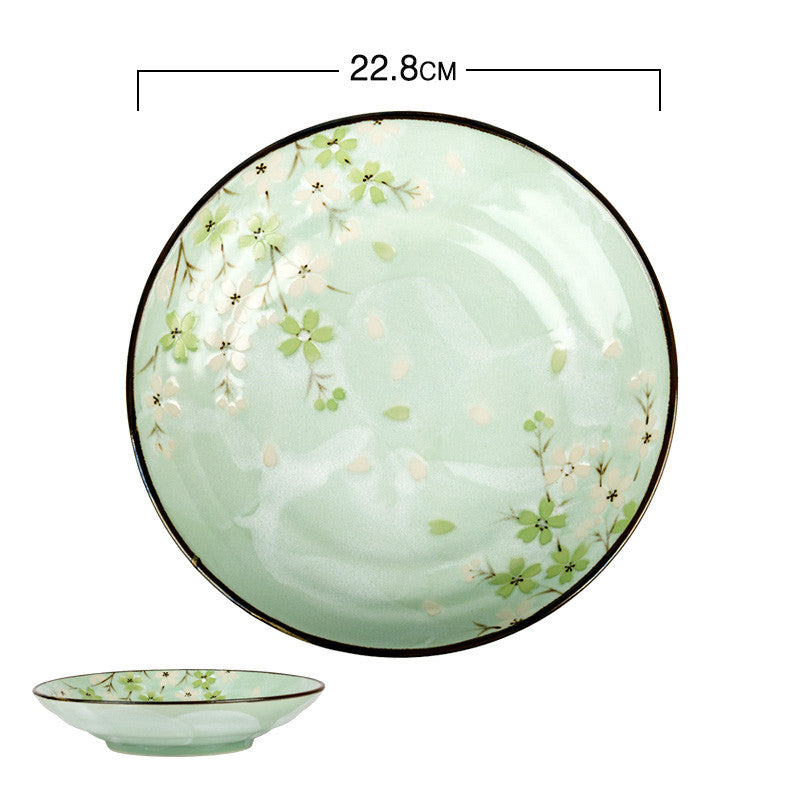 Underglaze Color Tableware Autumn Cherry Big Deep Plate Rice Bowl