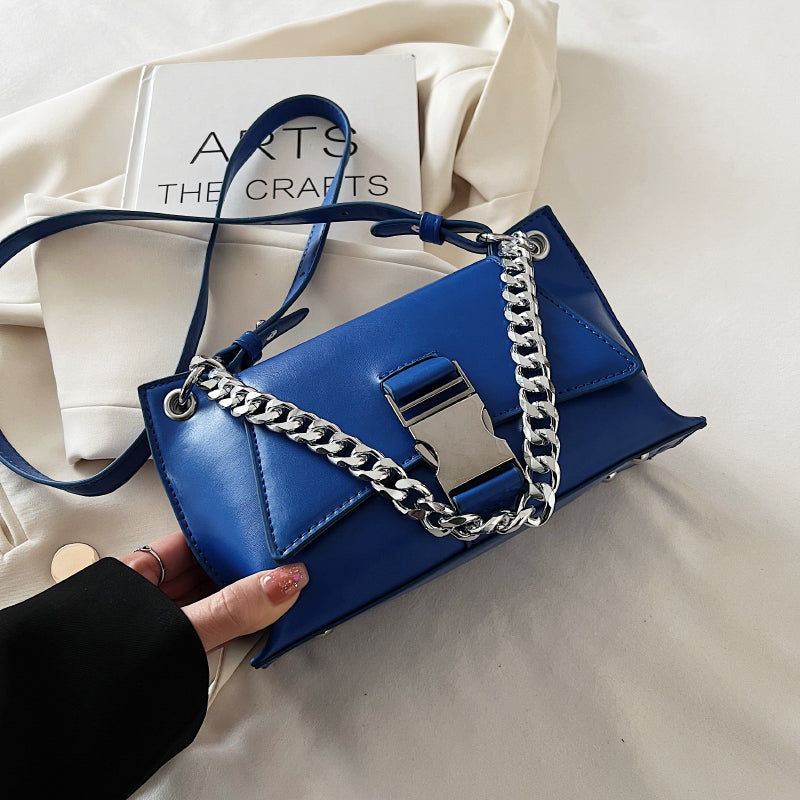 Thick Chain Pu Leather Shoulder Crossbody Bags For Women Fashion Brand Designer Ladies Purses And Handbags 2022 Luxury Side Bag