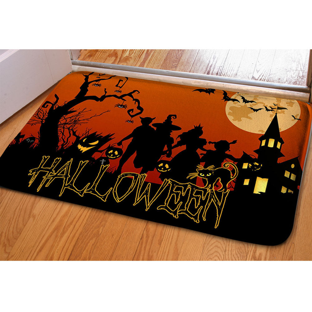 Halloween Ghost Bat Print Toilet Rug