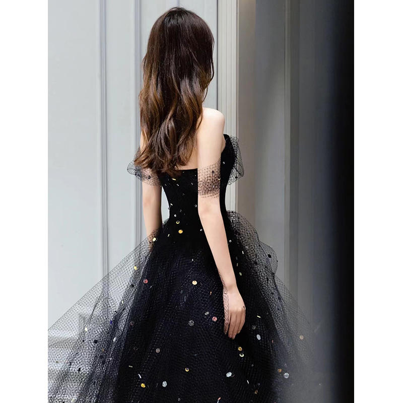 Evening Dress Women Haute Couture Black French