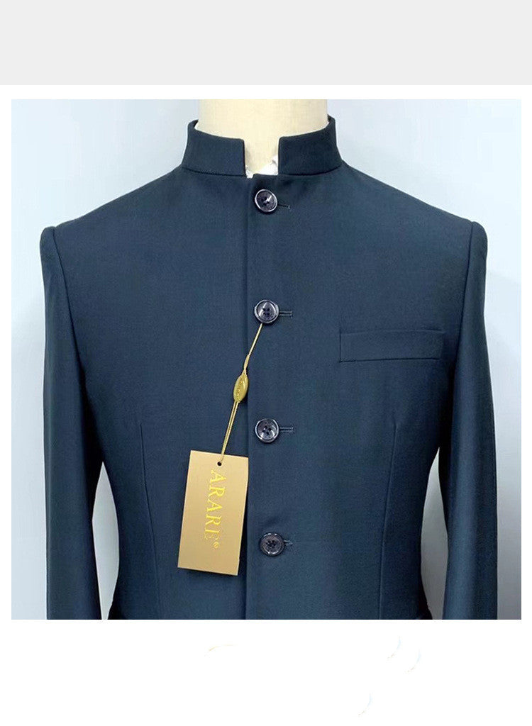 Zhongshan Collar Suit Men's Business Wedding Groom Stand Collar Self-cultivation