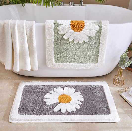 Bathroom Door Entrance Mat Daisy Bath Rug Bathroom Non-Slip Mat Toilet Door Mat Entrance Door Absorbent Mat Anti-slip Door Mat