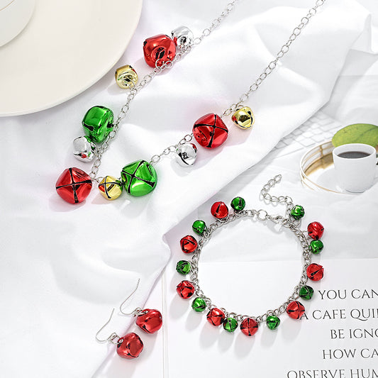 Christmas Necklace Set Jewelry Colorful Bell