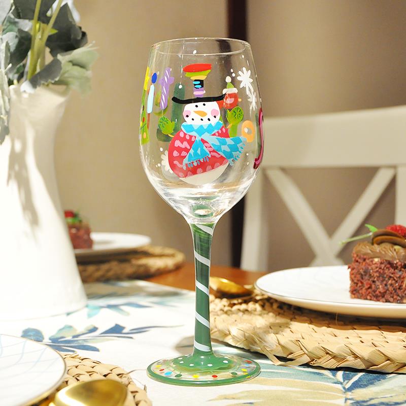 Hand-painted Crystal Wine Glasses Goblets For A Christmas