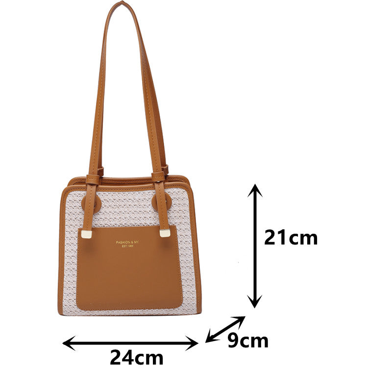 Summer Weave Women's Shoulder Bag Luxury Leather Tote Bag 2022 New All Match Design Handbags New Female Simple Woven Beach Bags