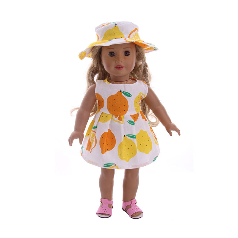 18 Inch American Girl Doll Lemon Skirt  Hat Americangirl Doll Skirt