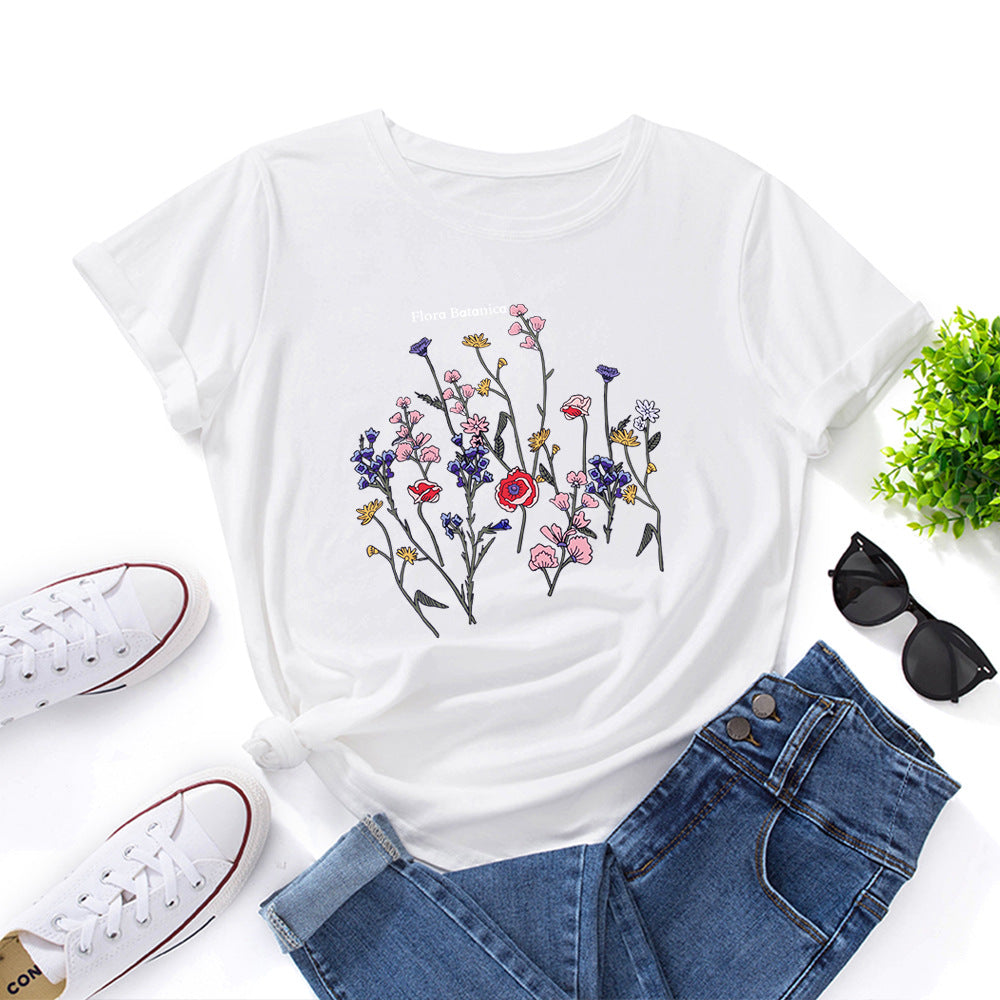 Women's Loose Round Neck Short Sleeve T-shirt Women