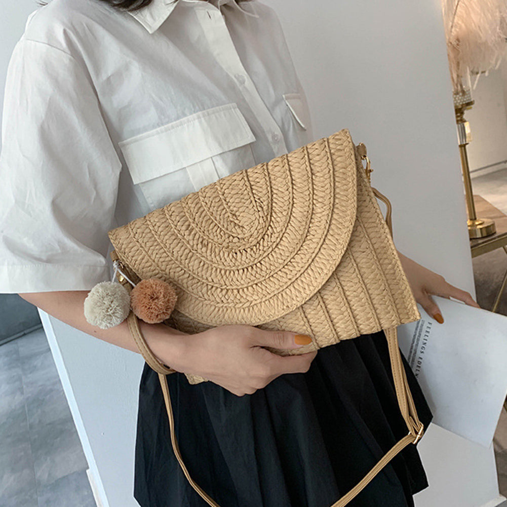 Summer Straw Clutch Bags Purses Handmade Woven Handbags Crossbody Bags For Female Beach Travel Women Shoulder Messenger Bags