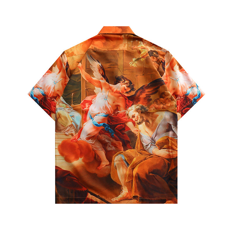 Oil Painting Art Full Print Casual Shirt Men