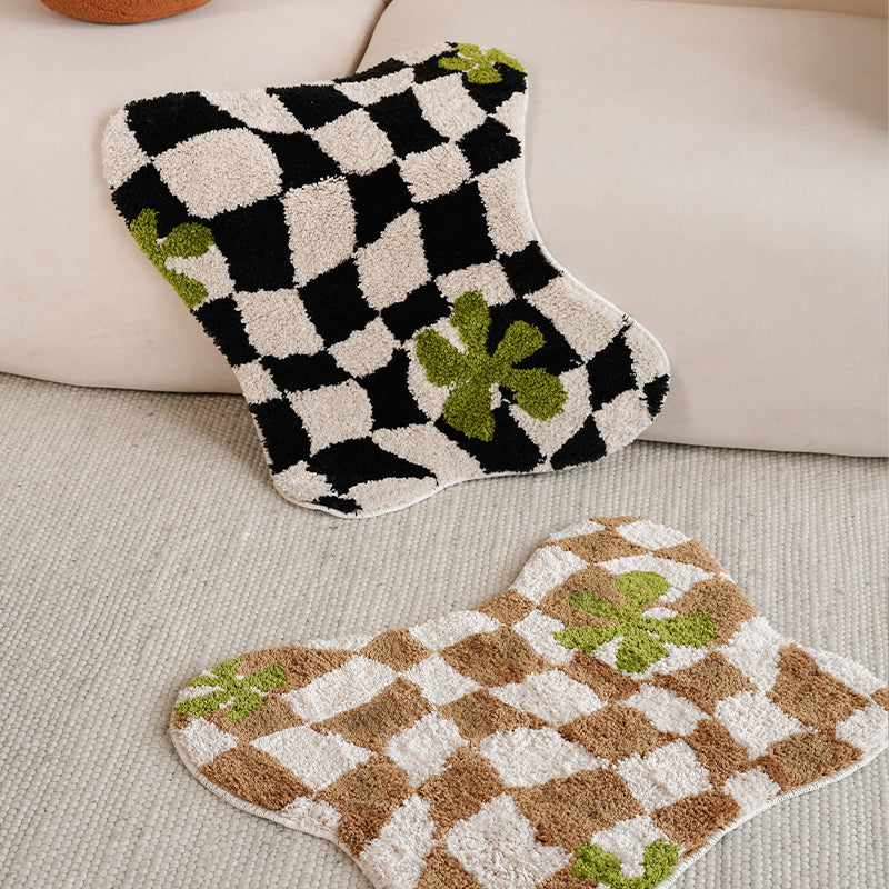 Autumn And Winter Checkerboard Circle Velvet Floor Mat Household