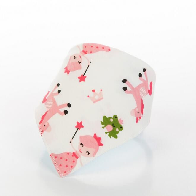 Children's Triangle Towel Baby Bib Saliva Towel Double-layer Cartoon Printing Double-sided Snap