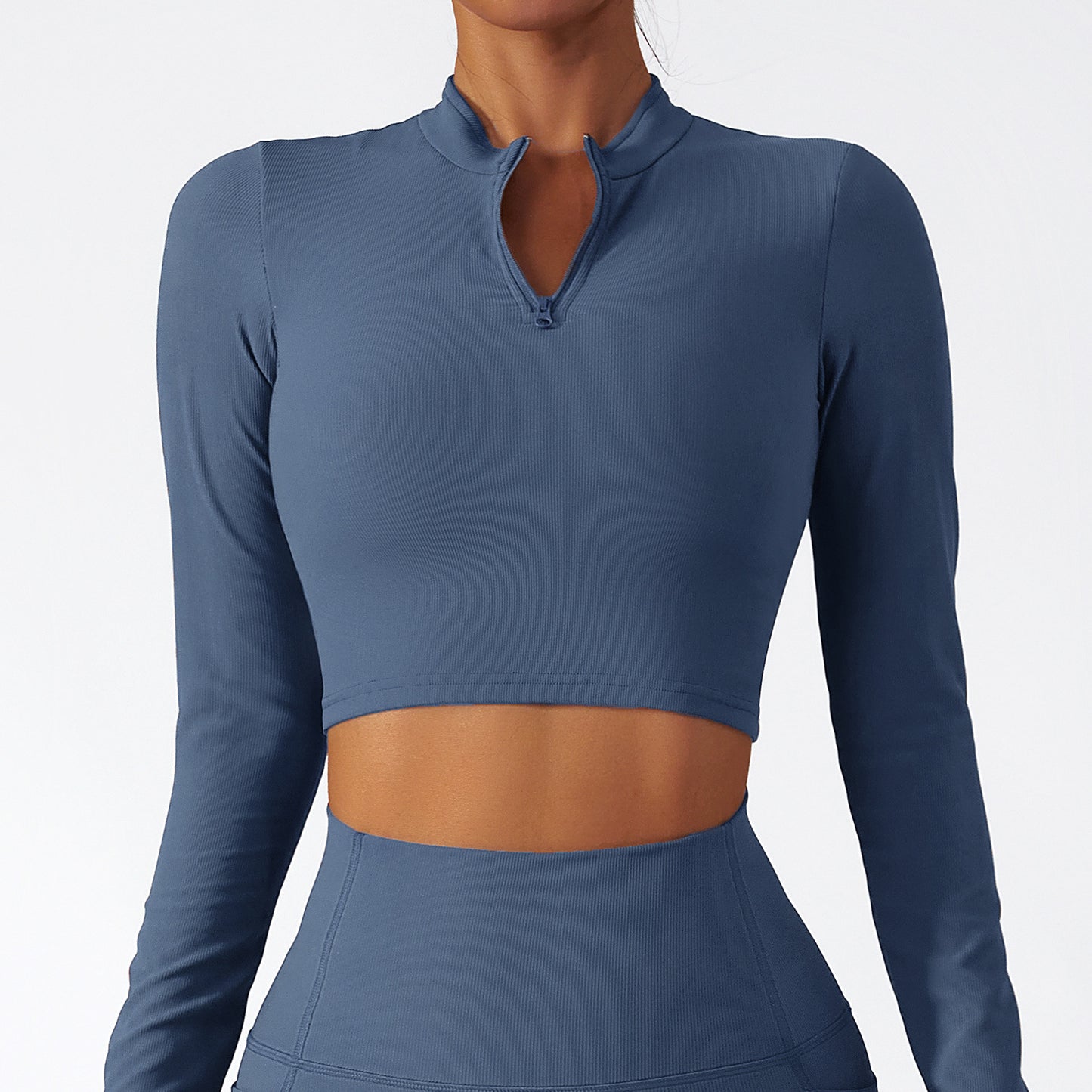 Stand Collar Zipper Long Sleeve Yoga Wear Women Quick Dry Tops