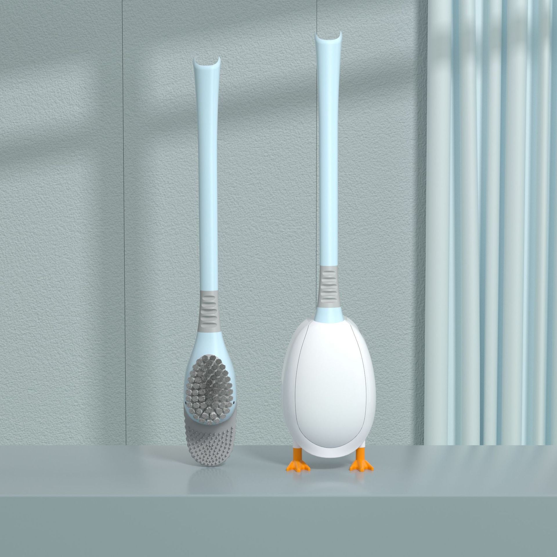 Diving Duck Toilet Brush Without Dead Angle Long Handle Soft Hair Toilet