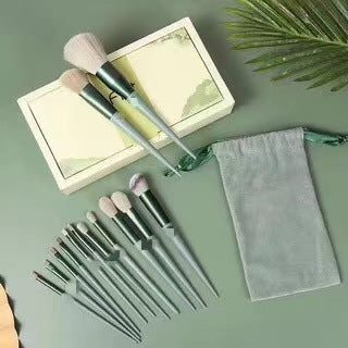 Set Of 13 Four Seasons Green Makeup Brushes