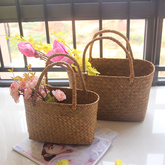 New Seagrass Woven Basket Floral Plant Tote