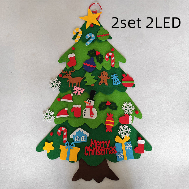 DIY Felt Christmas Tree New Year Toddler Kids Handmade Gift Toys Door Wall Hanging Ornaments Holiday Party Home Decor Set