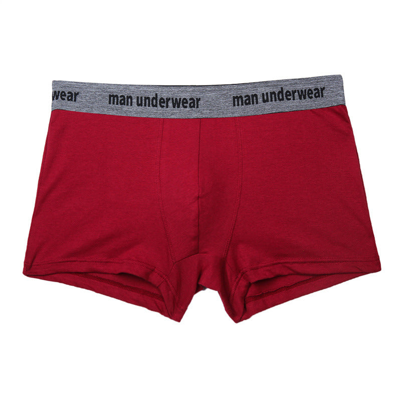 Simple Solid Color Cotton Underwear Men's Boxer Briefs