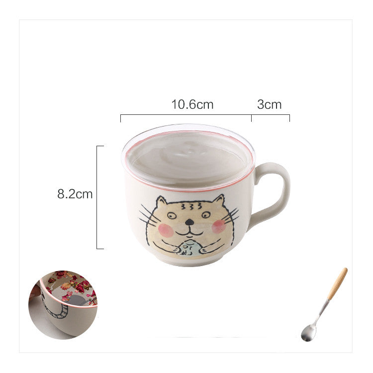 Ceramic Large Capacity Mug With Lid Spoon